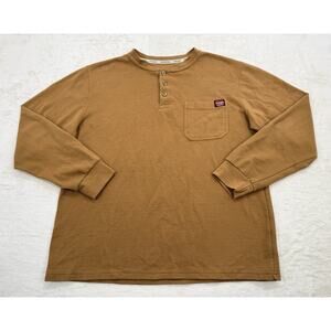 Wrangler Men’s Workwear Henley Waffle Thermal Long Sleeve Shirt Brown Sz Large